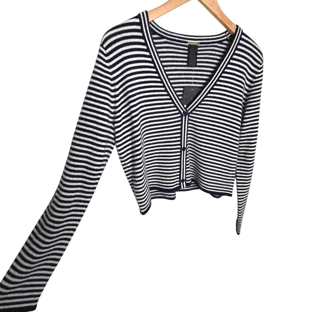 NWT MAGASCHONI blue and white cashmere V NECK cardigan sweater size small - Picture 5 of 7